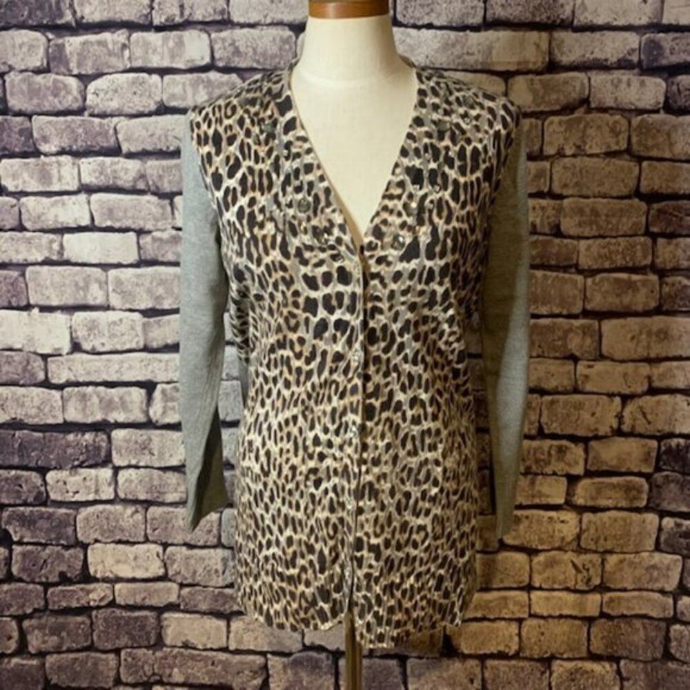 Chico's Animal Print Cardigan Size Medium